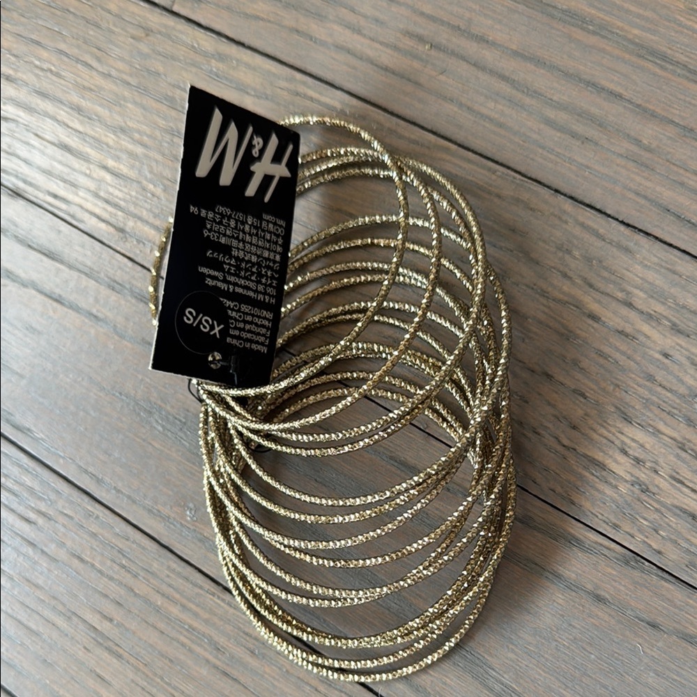 H&M Gold Textured Bangle Bracelet Set